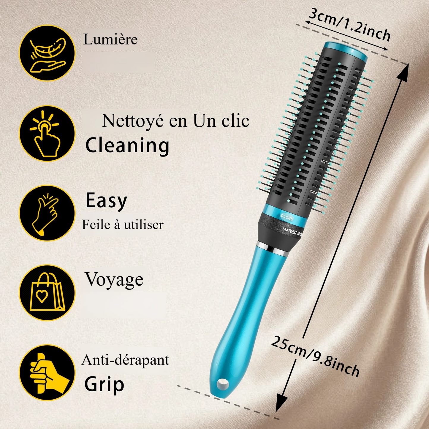 Brosse à Cheveux Démêlante avec Poils Rétractables