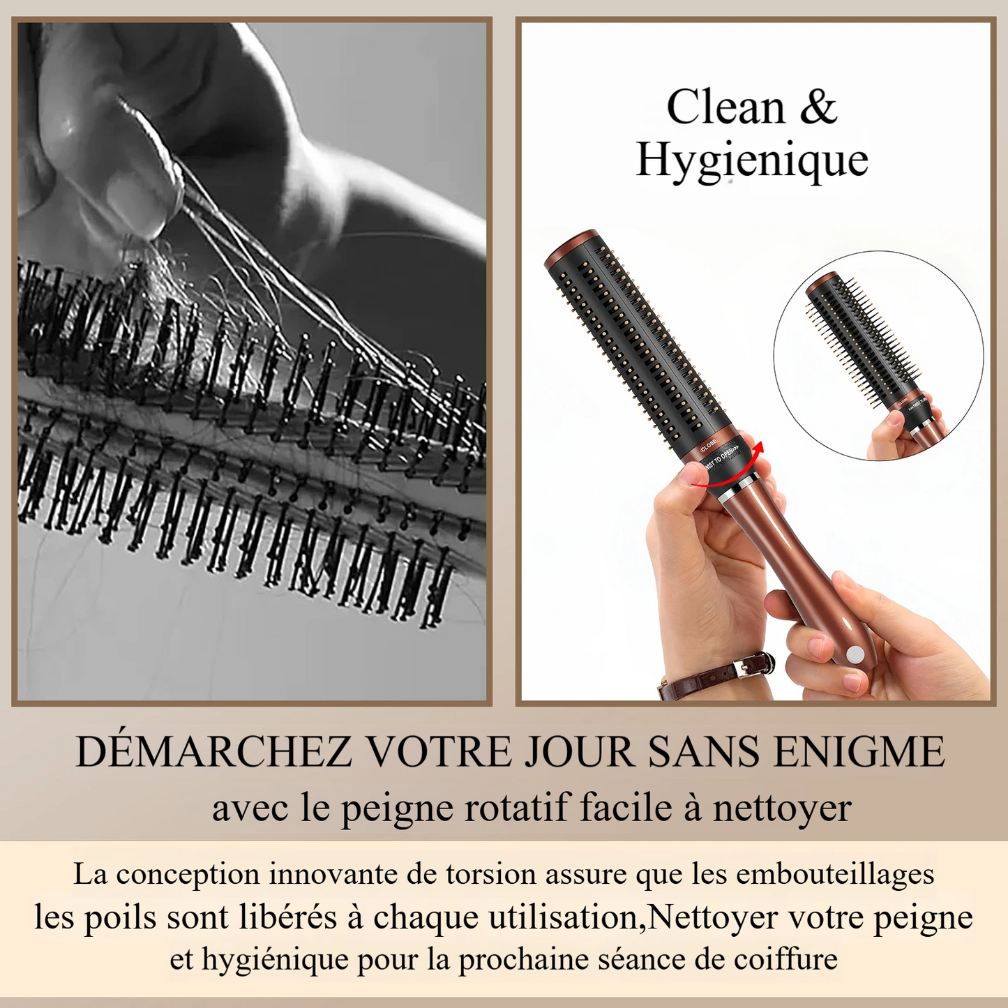 Brosse à Cheveux Démêlante avec Poils Rétractables