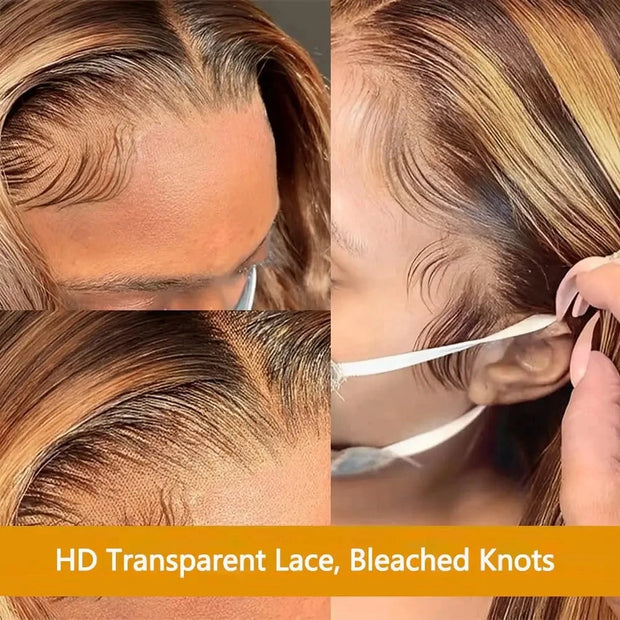 Perruque Lace Frontal Wig Ondulée Blondes de cheveux humains