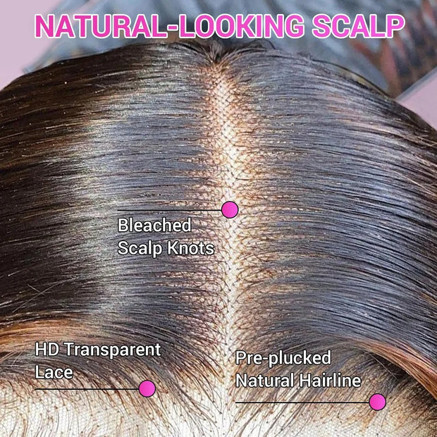 Perruques ondulée sans colle Taille moyennes Qualité cheveux