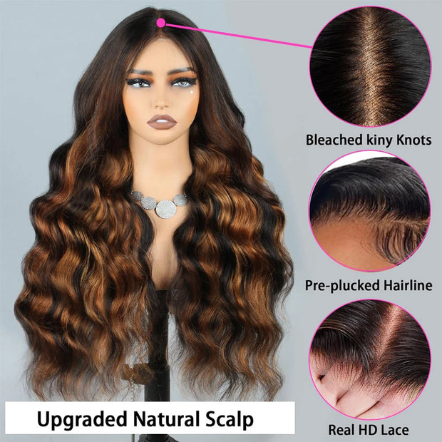 Perruques ondulée sans colle Taille moyennes Qualité cheveux