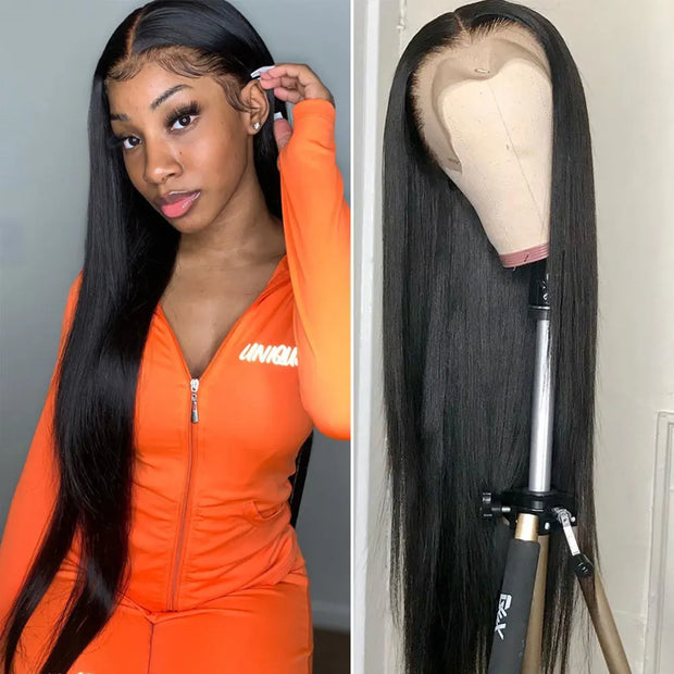 Straight Human Hair Lace Frontal Wig Brazilian même cheveux 