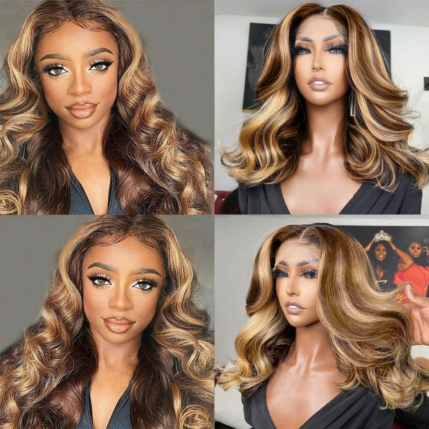 Perruque Lace Frontal Wig Ondulée Blondes de cheveux humains