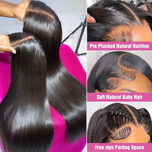 Straight Human Hair Lace Frontal Wig Brazilian même cheveux 