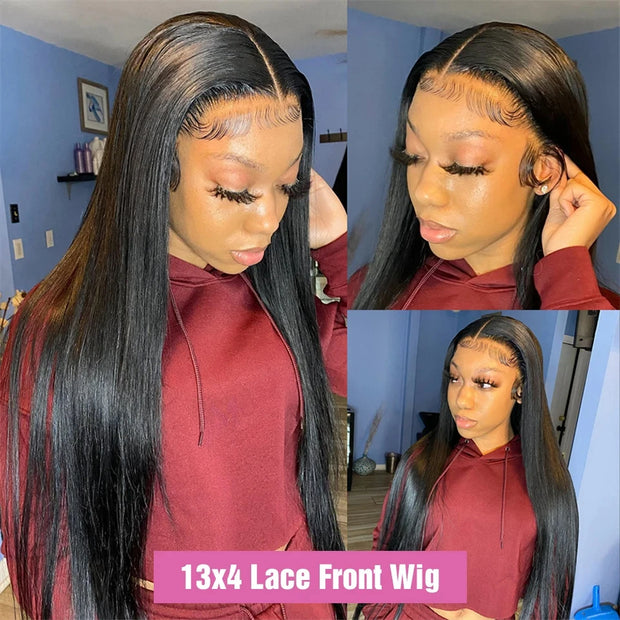 Straight Human Hair Lace Frontal Wig Brazilian même cheveux 
