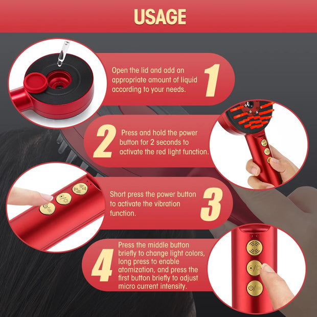 Masssages Comb Red Light Therapy Hair Follicle Comb Features
