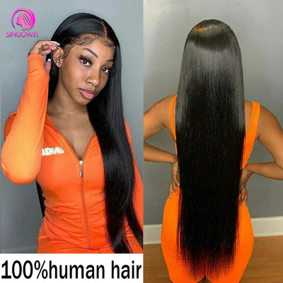 Straight Human Hair Lace Frontal Wig Brazilian même cheveux 