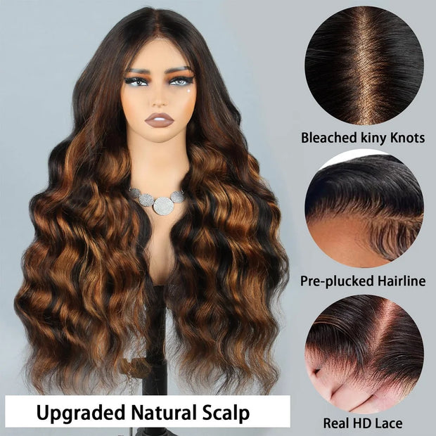 Perruques ondulée sans colle Taille moyennes Qualité cheveux