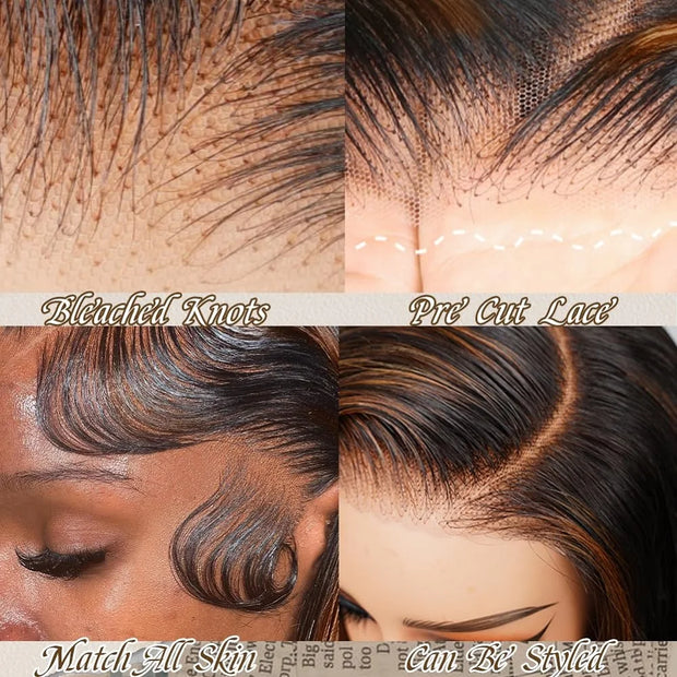 Perruques ondulée sans colle Taille moyennes Qualité cheveux