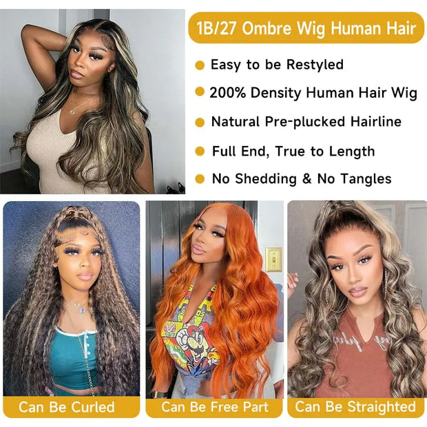 Perruque Lace Frontal Ombre Blonde Lace Front Wigs Suitables