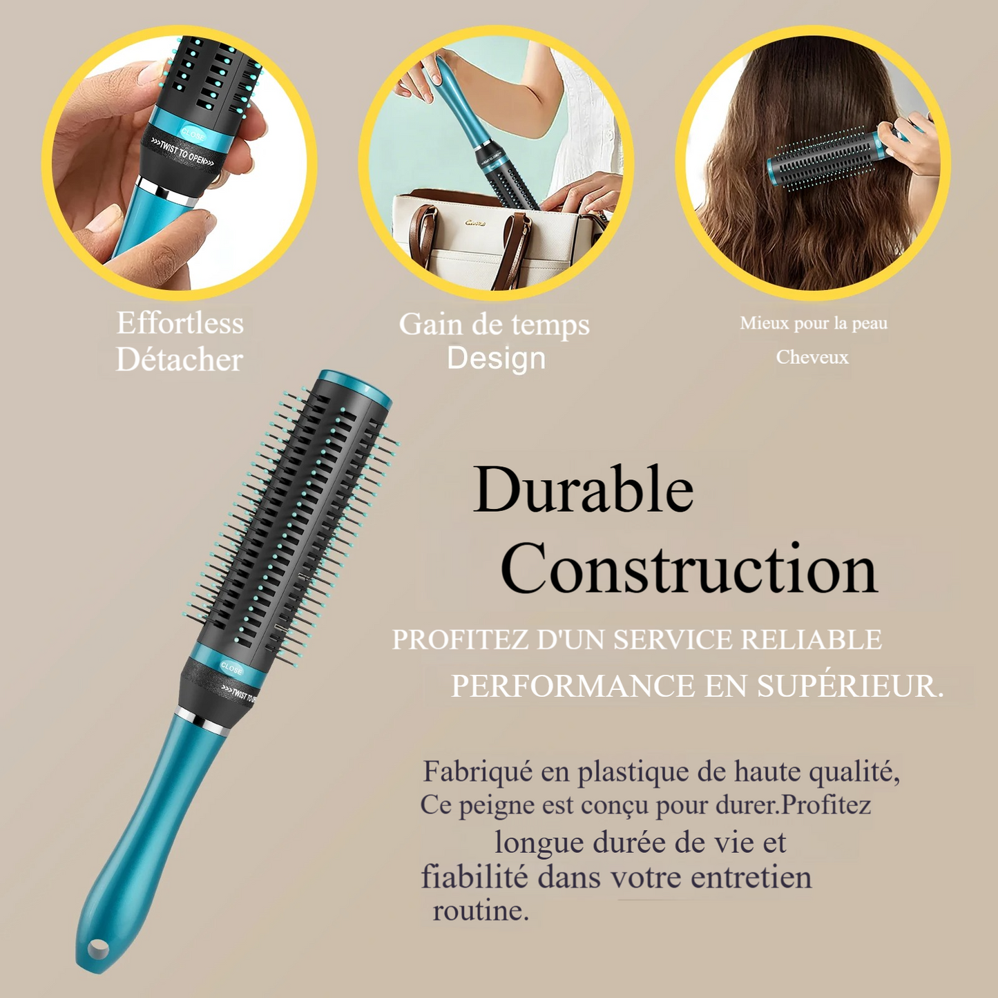 Brosse à Cheveux Démêlante avec Poils Rétractables