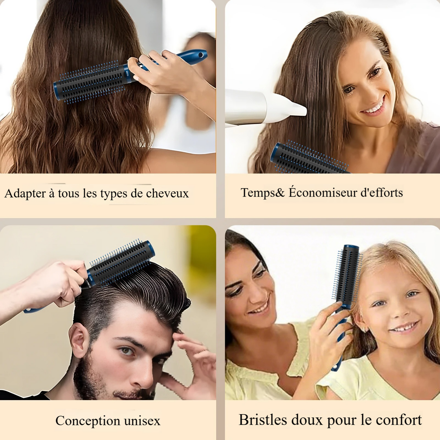 Brosse à Cheveux Démêlante avec Poils Rétractables